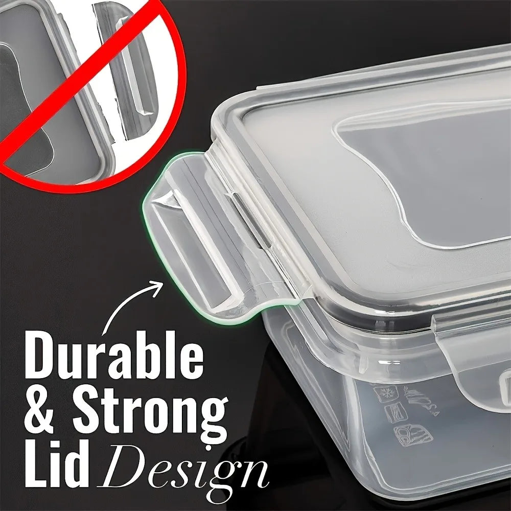 Kit com 8 Potes Herméticos para Alimentos Livres de BPA com Tampas de Trava – Armazenamento em Plástico PP Seguro para Micro-ondas e Freezer, para Grãos, Frutas e Vegetais