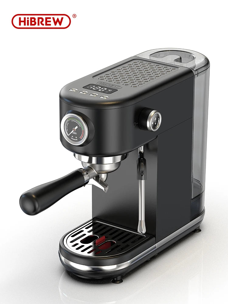 Máquina de Café Expresso Semiautomática HiBREW H10B 20 Bar, Design Slim com Controle de Temperatura (Quente/Frio) e Preparo de Cappuccino