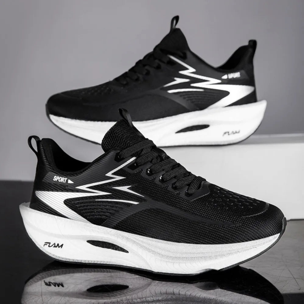 Tênis Esportivo Casual Masculino 2026 Respirável Leve para Corrida ao Ar Livre em Malha Preta e Tênis de Caminhada Feminino