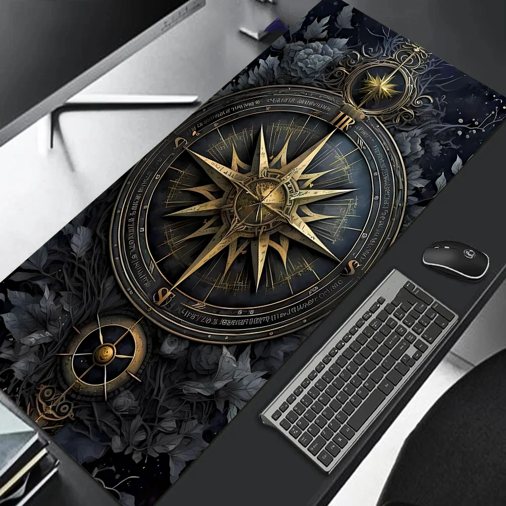 Xxl vintage steampunk bússola design mouse pad grande tapete de mesa de escritório de jogos bordas costuradas antiderrapantes para jogadores e escritório em casa