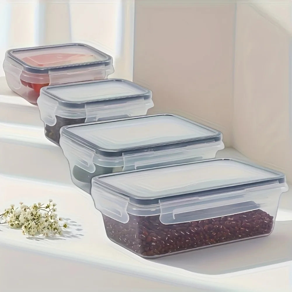 Kit com 8 Potes Herméticos para Alimentos Livres de BPA com Tampas de Trava – Armazenamento em Plástico PP Seguro para Micro-ondas e Freezer, para Grãos, Frutas e Vegetais
