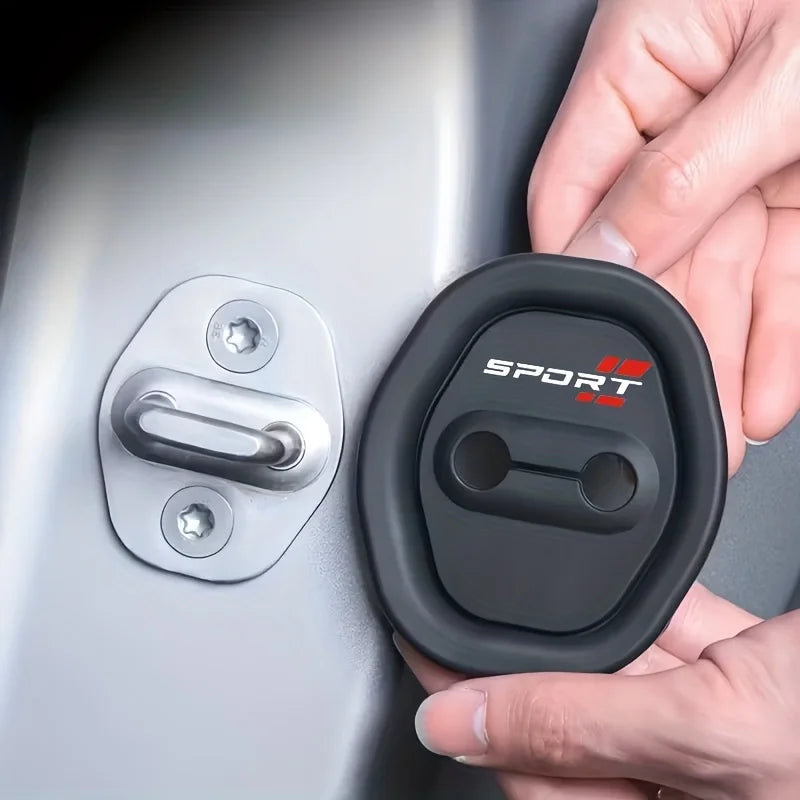 Protetor universal de fivela de fechadura de porta de silicone para carro de 4 peças | Almofada anti-colisão, absorvente de choque e mudo