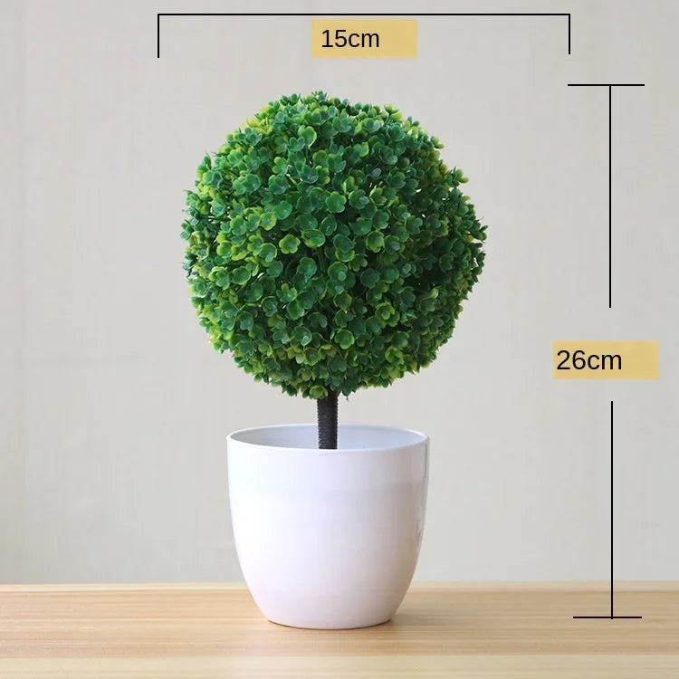 Bonsai de Planta Artificial em Vaso – Mini Árvore Verde e Flores Falsas, Enfeite Decorativo para Casa, Jardim, Festas e Decoração de Hotel