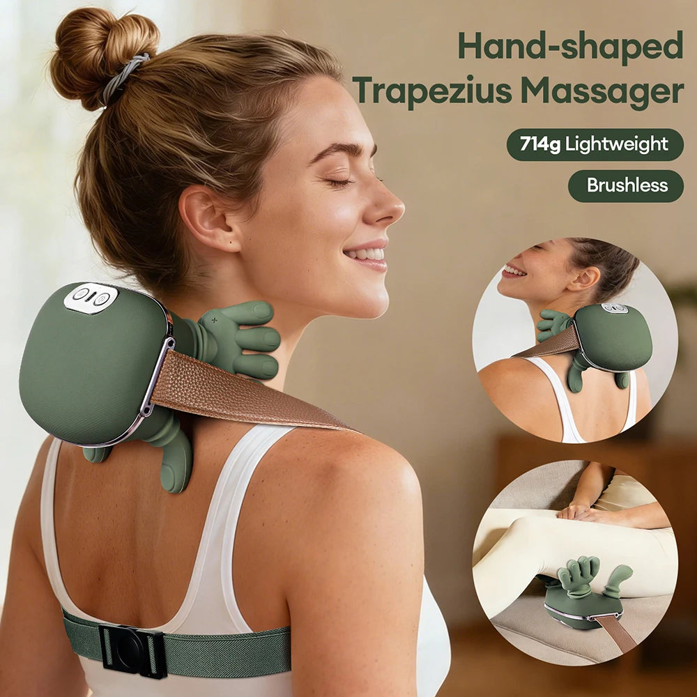 4d biônico dedo pescoço ombro massageador sem fio pescoço cervical trapezius amassar massagem xale motor sem escova pescoço masajeador