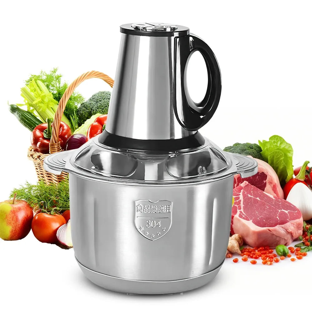 Moedor de Carne Elétrico 5L em Aço Inoxidável
