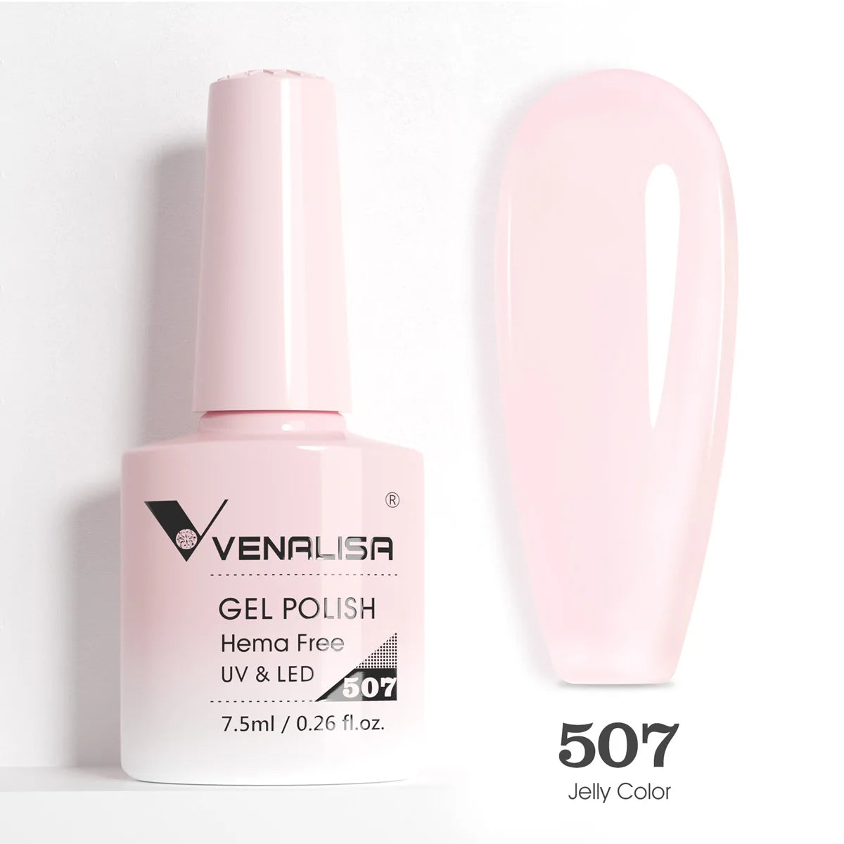 Verniz de Gel com Glitter Venalisa Livre de HEMA e TPO – Cobertura Total Deslumbrante, Soak Off, Gel UV/LED para Unhas de Gel Francesas, Coleção Nude Rosa Jelly