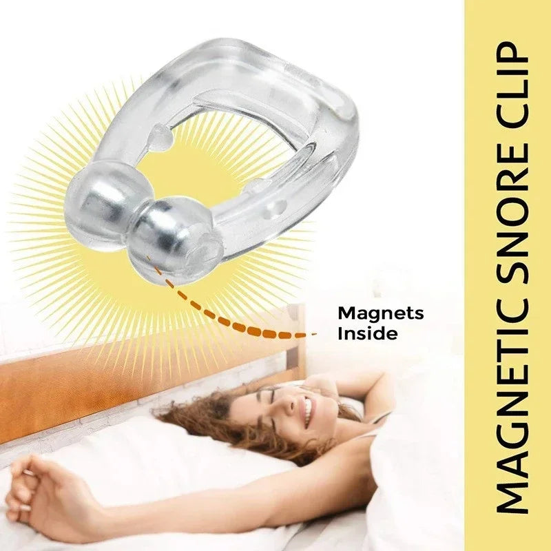 Clipe Nasal Magnético Anti-Ronco – Dispositivo Noturno para Respiração Fácil, Auxílio para Apneia e Sono com Estojo (1, 2 ou 4 Unidades)