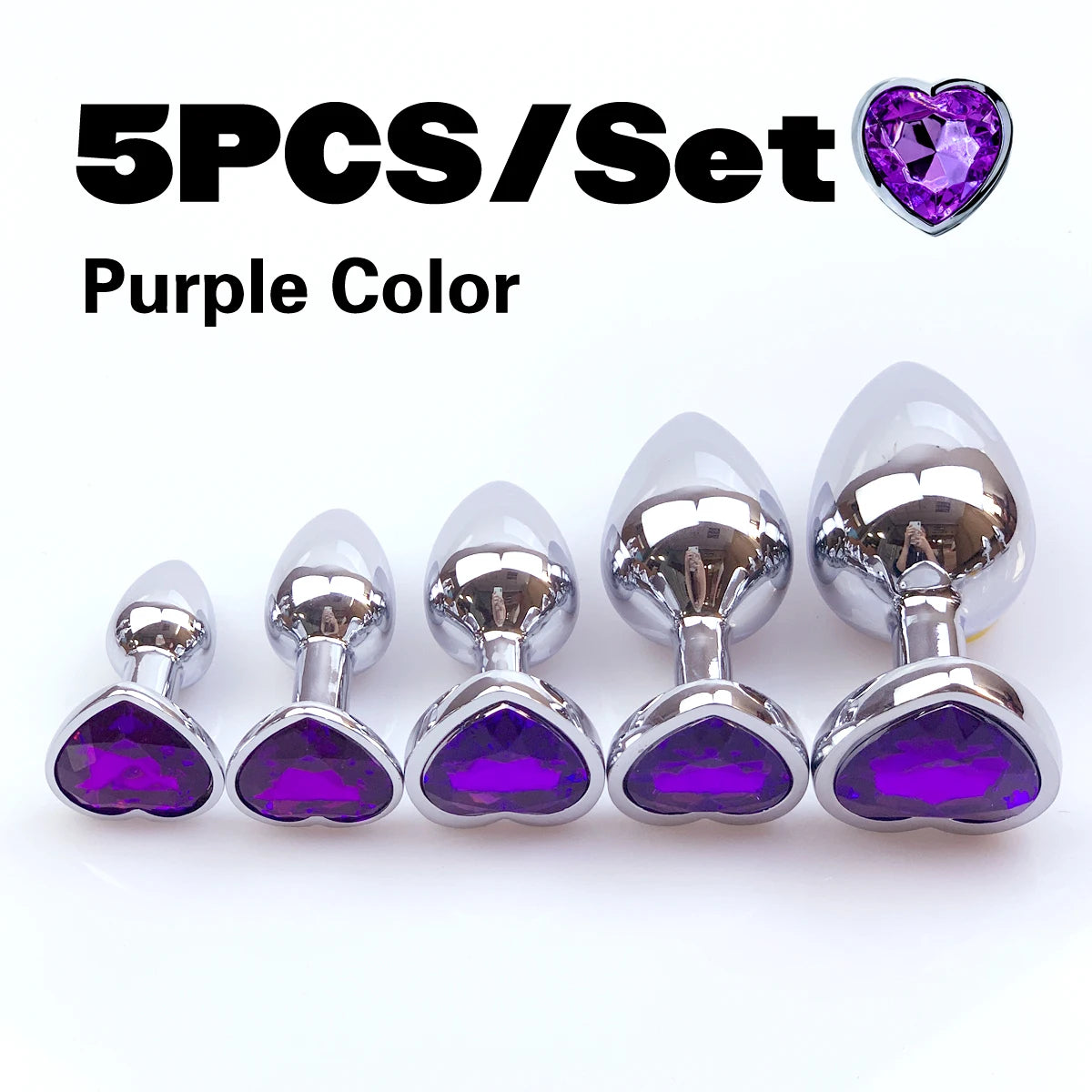 Metal anal plug coração cristal iniciante para especializar 5 tamanho butt plug adulto brinquedo cauda feminino/masculino