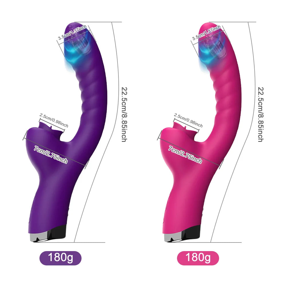 Vibrador Lambedor de Língua 2 em 1 – Brinquedo Sexual Adulto para Mulheres, Dildos, Vibradores Estimuladores de Clítoris com 20 Velocidades, Produto Sexual