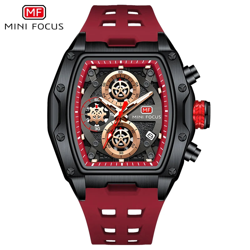 Relógios de Pulso de Quartzo para Homens Guerreiro Pulseira Vermelha Cronógrafo À Prova D 'Água reloj hombre 473G
