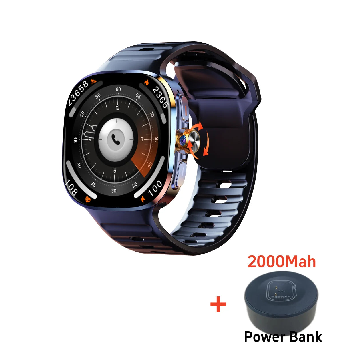 Original M99 Smartwatch Inserção de tela Amoled de 2,4 polegadas 4G/5G Cartão Sim GPS WIFI 190 ° Jogo de câmera rotativa Android 10.0 Smart Watch