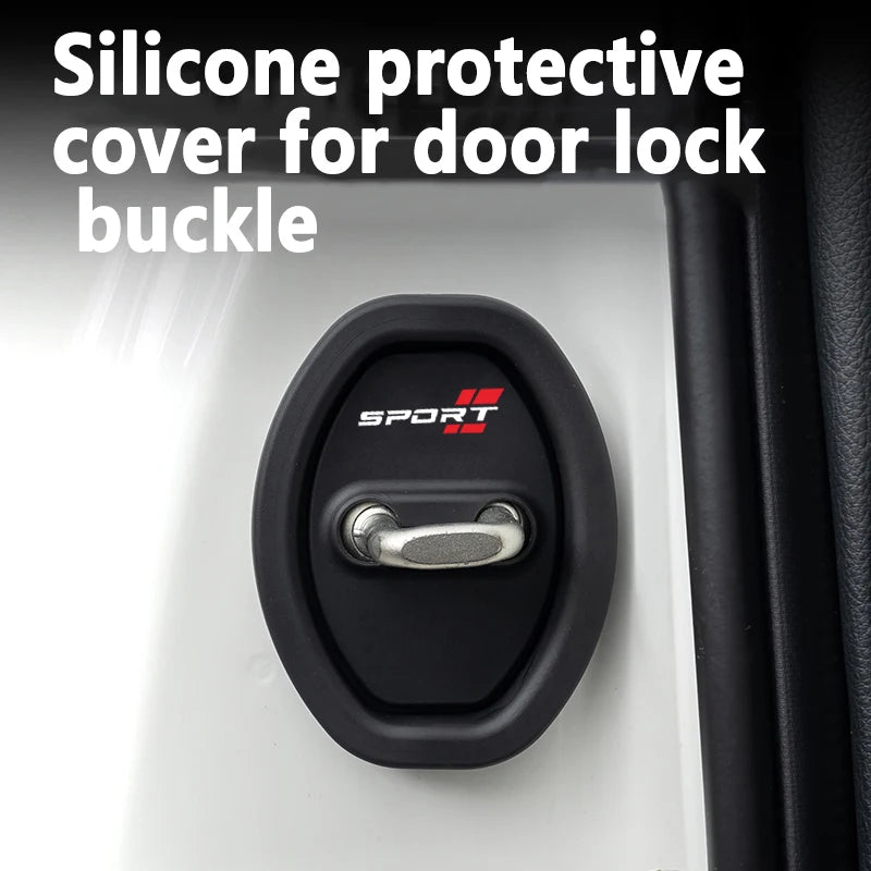 Protetor universal de fivela de fechadura de porta de silicone para carro de 4 peças | Almofada anti-colisão, absorvente de choque e mudo
