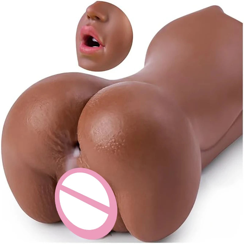 Masturbador masculino realista 3 em 1, brinquedo sexual oral, masturbador masculino com design 3D realista de boca, vagina e ânus estreito.
