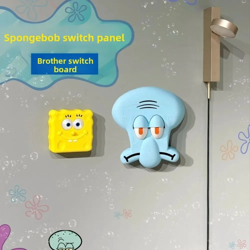 Cute SpongeBob Squidward 3D Printed Light Switch Cover, Home Decor & Gift