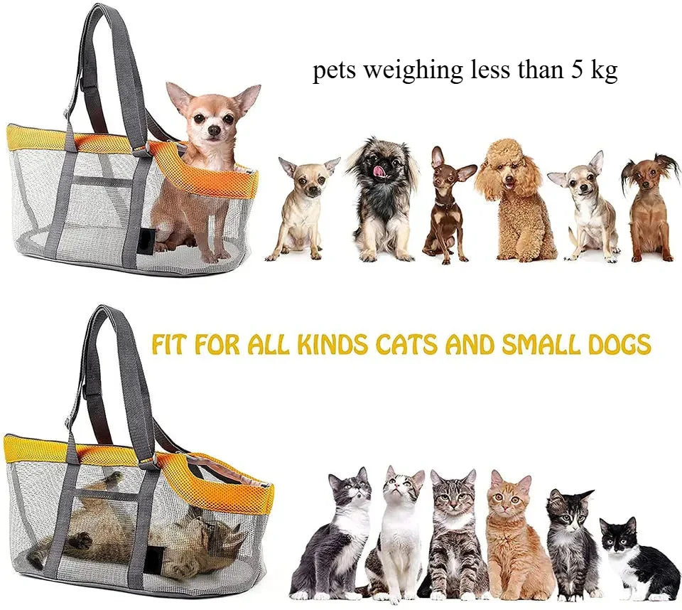 Sacos de transporte para animais de estimação malha dobrável pet transportadora bolsa para cães pequenos schnauzer em miniatura cães acessórios