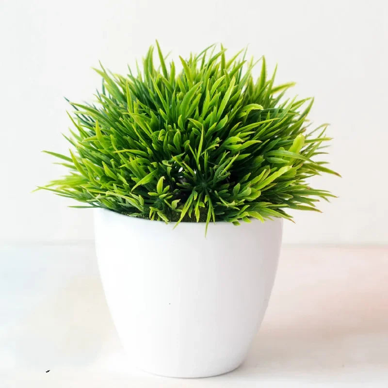 Bonsai de Planta Artificial em Vaso – Mini Árvore Verde e Flores Falsas, Enfeite Decorativo para Casa, Jardim, Festas e Decoração de Hotel