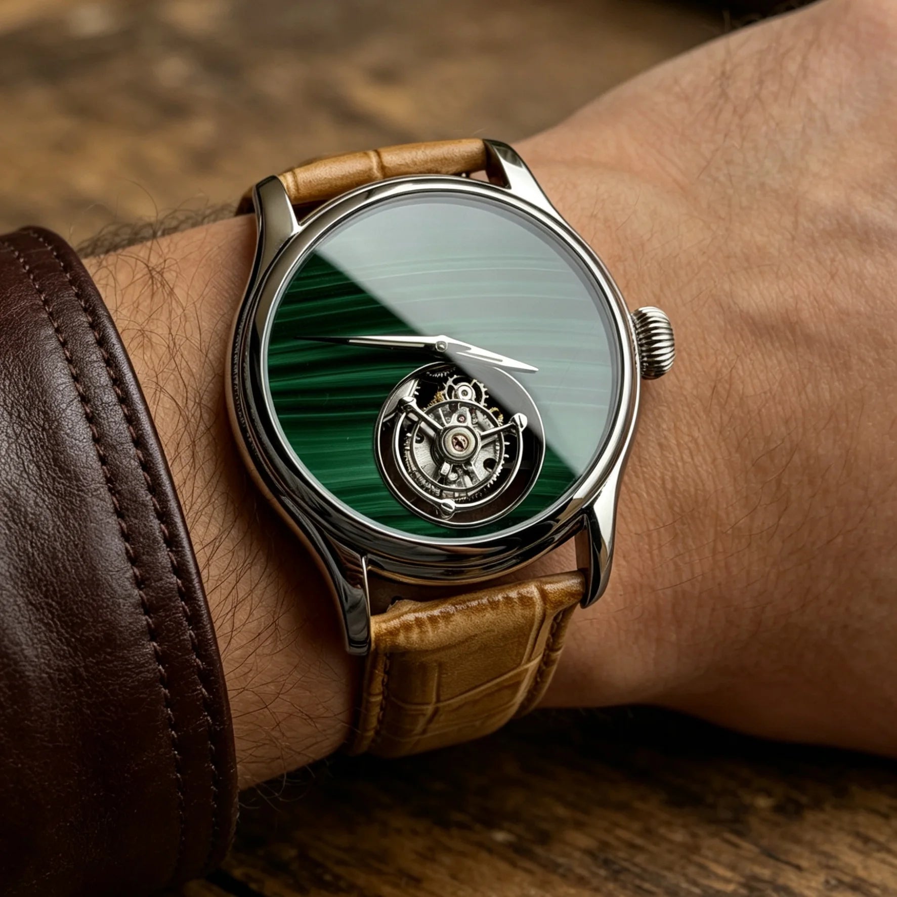 Relógio Merkur 100% Tourbillon masculino com safira, relógio de pulso mecânico de luxo à prova d'água, 42mm