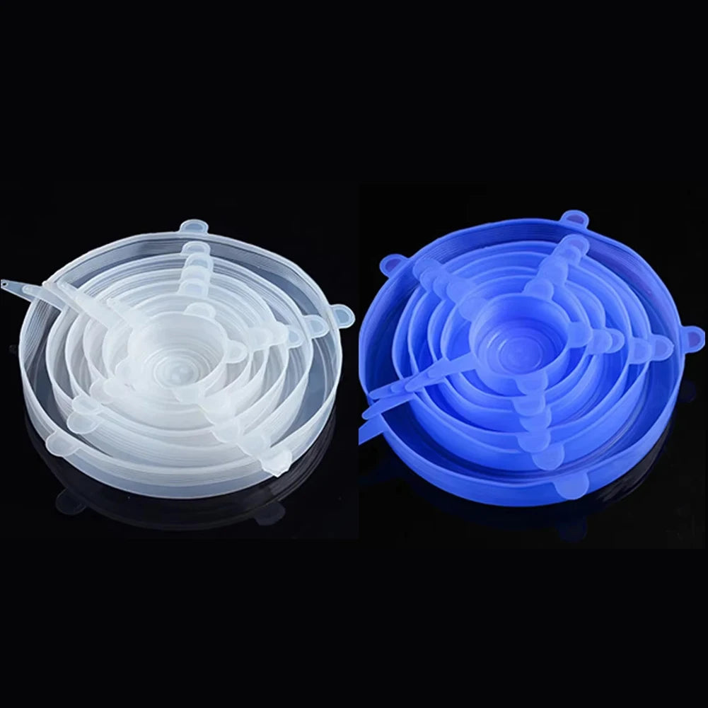 Conjunto de 6 Tampas de Silicone Extensíveis — Universais & Adaptáveis