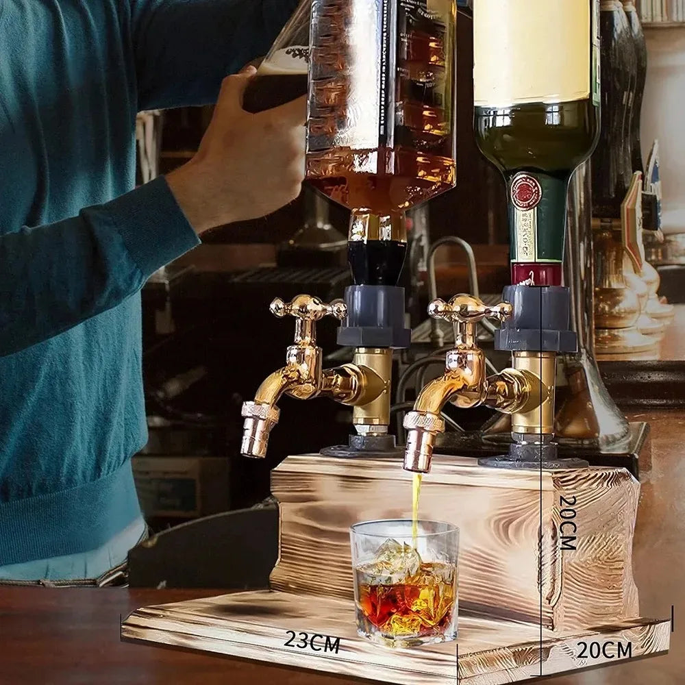 Dispensador de Licor e Whisky de Madeira em Formato de Torneira – Presente Perfeito para o Pai ou Marido, Decoração Rústica Estilo Fazenda para Bar e Casa
