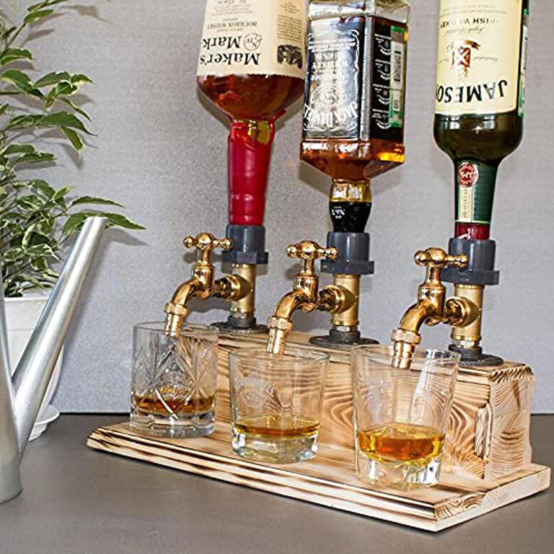 Dispensador de Licor e Whisky de Madeira em Formato de Torneira – Presente Perfeito para o Pai ou Marido, Decoração Rústica Estilo Fazenda para Bar e Casa