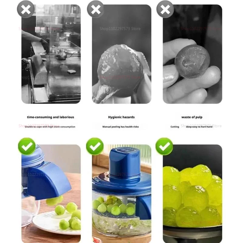 Descascador de Frutas Recarregável Automático Elétrico para Uvas, Tomates Cereja, Alho - Ferramenta de Cozinha