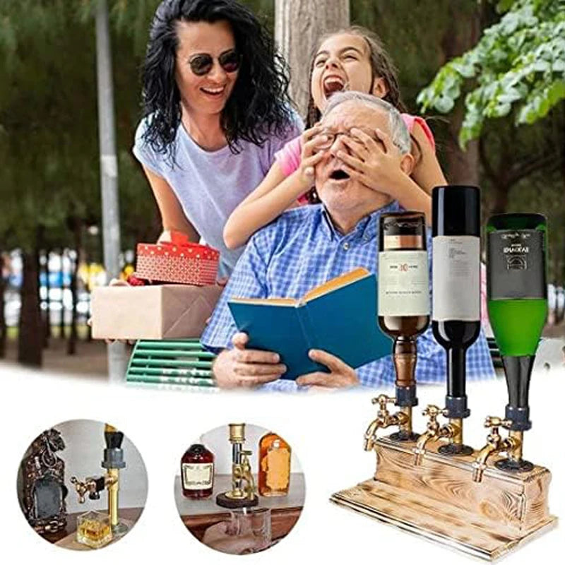 Dispensador de Licor e Whisky de Madeira em Formato de Torneira – Presente Perfeito para o Pai ou Marido, Decoração Rústica Estilo Fazenda para Bar e Casa