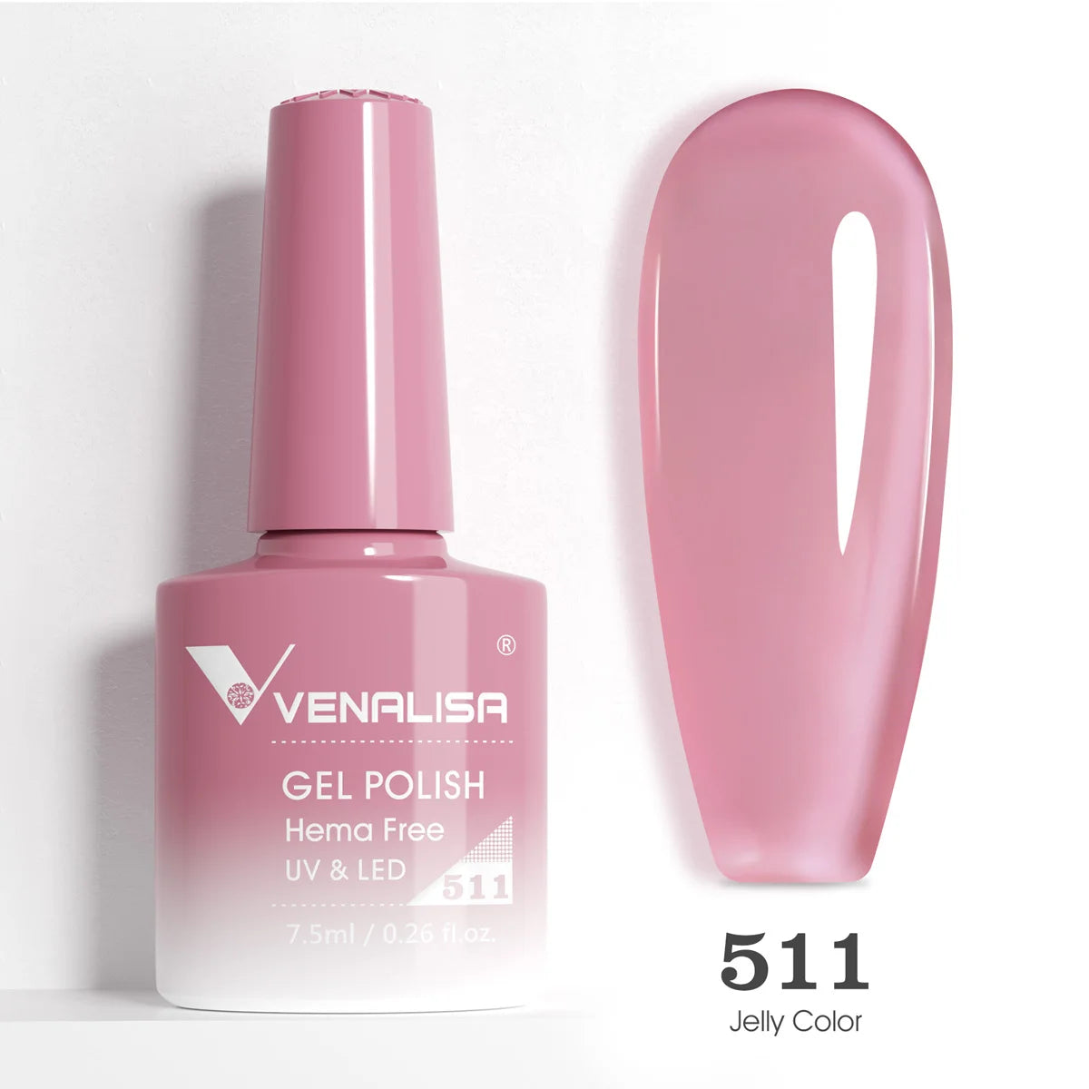 Verniz de Gel com Glitter Venalisa Livre de HEMA e TPO – Cobertura Total Deslumbrante, Soak Off, Gel UV/LED para Unhas de Gel Francesas, Coleção Nude Rosa Jelly