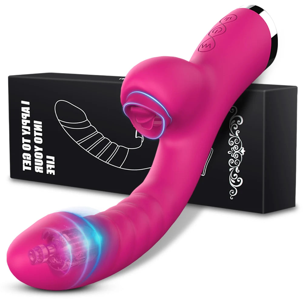 Vibrador Lambedor de Língua 2 em 1 – Brinquedo Sexual Adulto para Mulheres, Dildos, Vibradores Estimuladores de Clítoris com 20 Velocidades, Produto Sexual