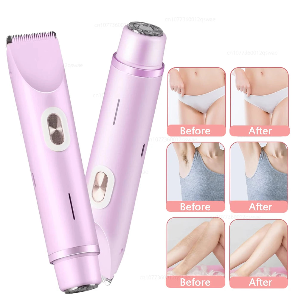 Lâminas elétricas para mulheres 2 em 1 barbeador elétrico para aparador de pêlos pubianos IPX7 à prova d'água uso molhado e seco barbeador de biquíni para corpo