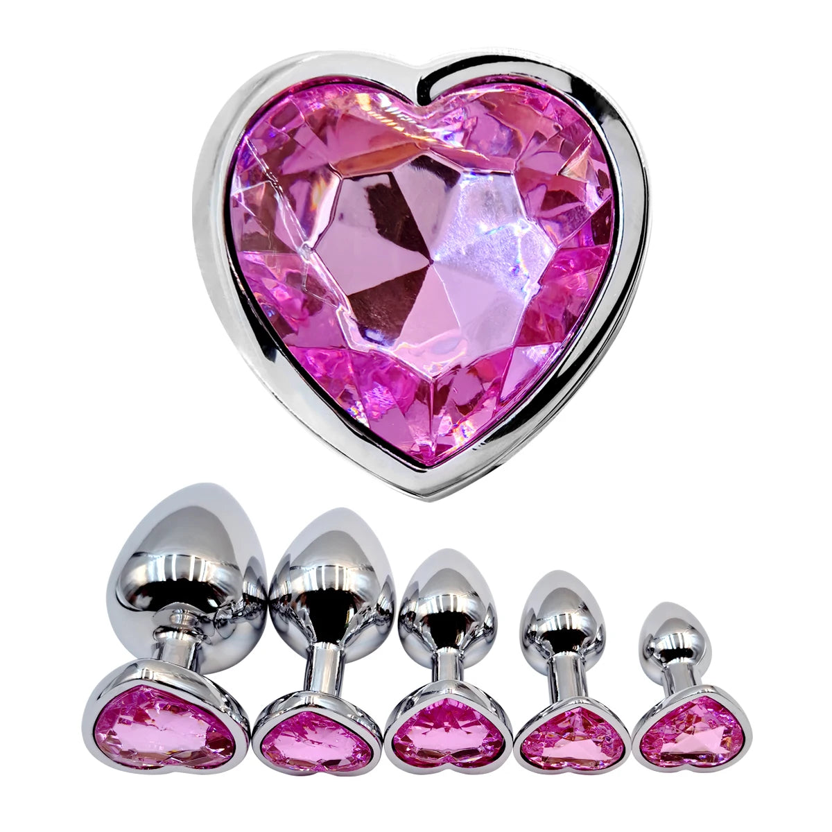 Metal anal plug coração cristal iniciante para especializar 5 tamanho butt plug adulto brinquedo cauda feminino/masculino