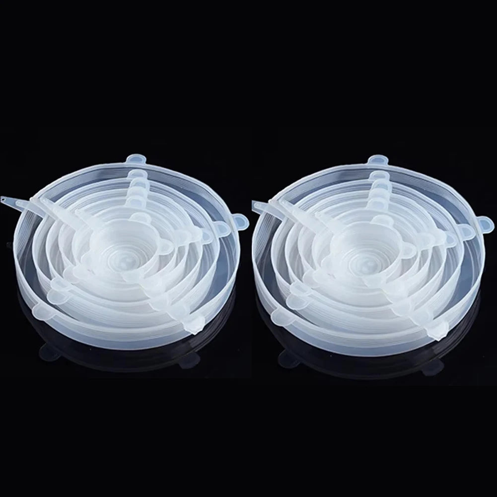 Conjunto de 6 Tampas de Silicone Extensíveis — Universais & Adaptáveis