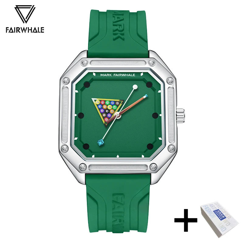 2025 novo relógio original para homem esporte pulseira de silicone à prova dwaterproof água relógio de quartzo moda masculina design de bilhar relógio de pulso verde menino