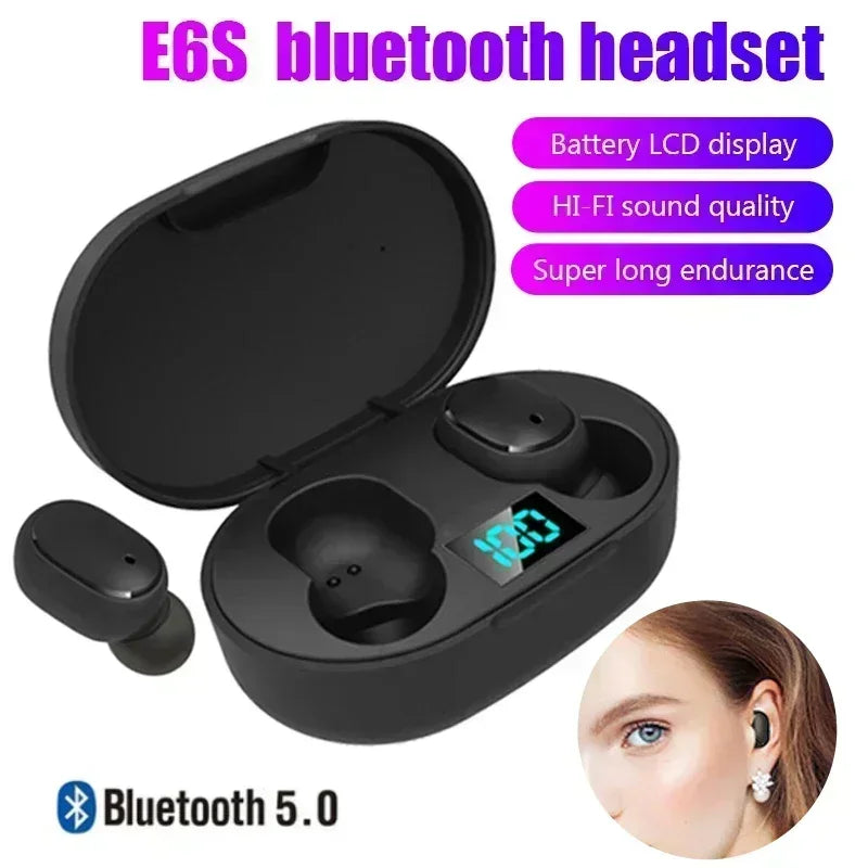 Fones de Ouvido Sem Fio Bluetooth E6S TWS – Earbuds com Cancelamento de Ruído e Microfone