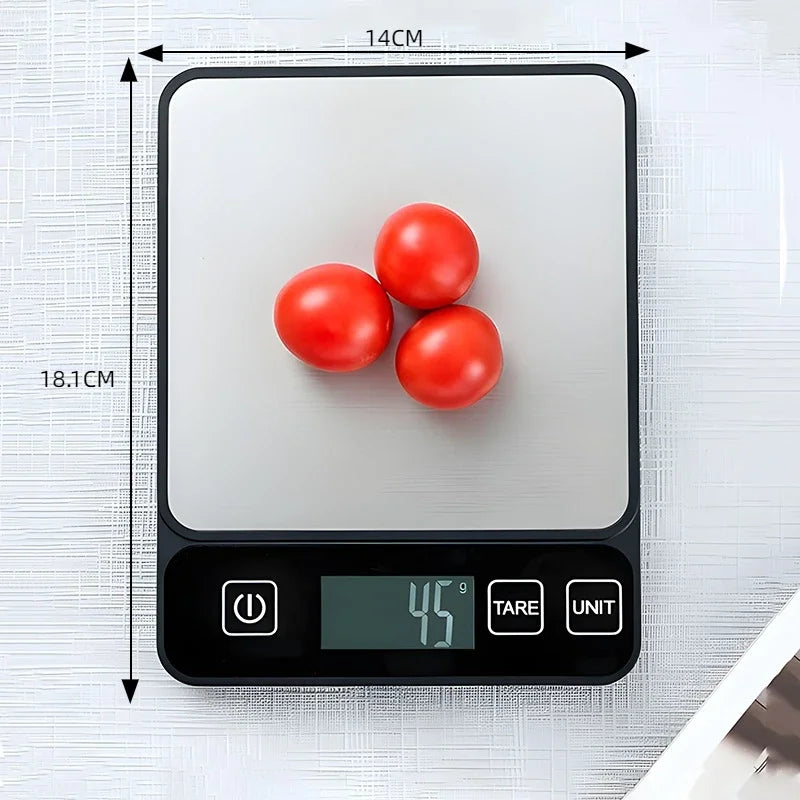 Balança Digital de Cozinha 10kg com Tela LCD, Balança Eletrônica de Alta Precisão para Alimentos, Confeitaria e Dieta Saudável