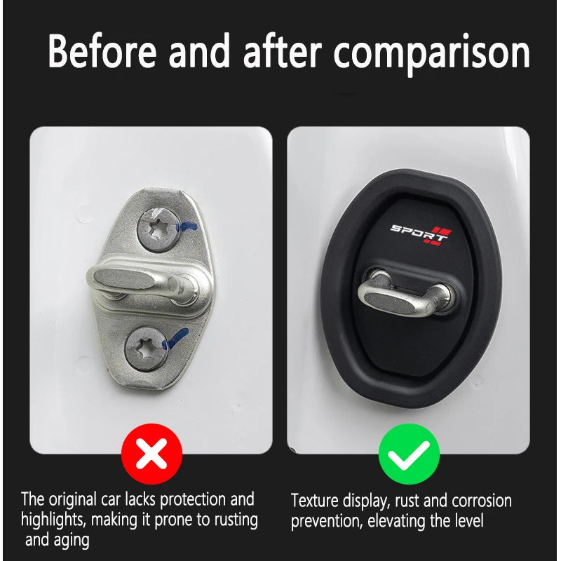 Protetor universal de fivela de fechadura de porta de silicone para carro de 4 peças | Almofada anti-colisão, absorvente de choque e mudo