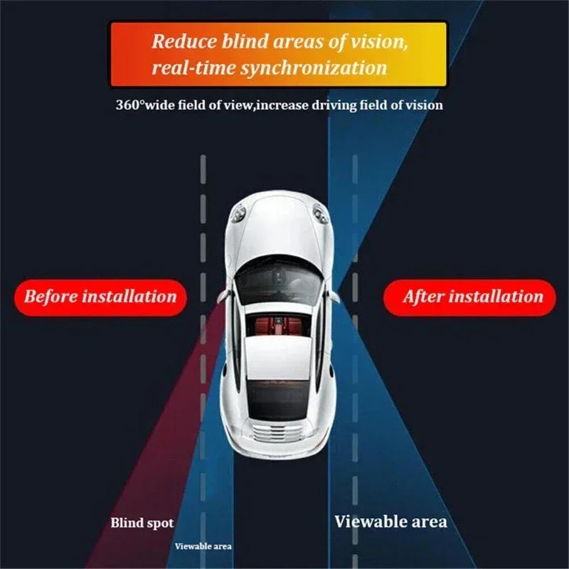 Espelho Retrovisor de Carro para Ponto Cego, Espelho para Rodas Dianteiras e Traseiras 360 ° Espelho Retrovisor Ajustável de Ângulo Amplo para Ponto Cego