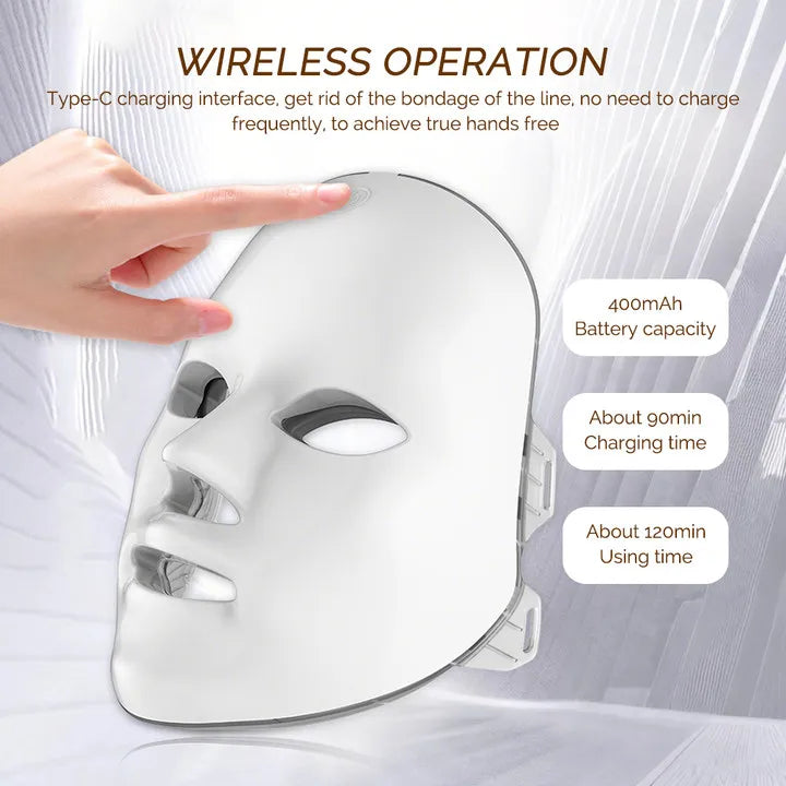 Rechargeable Facial LED Mask 7 Colors LED Photon Beauty Mask Skin Rejuvenation Home Face Lifting Whitening Skin Care Beauty Mask
