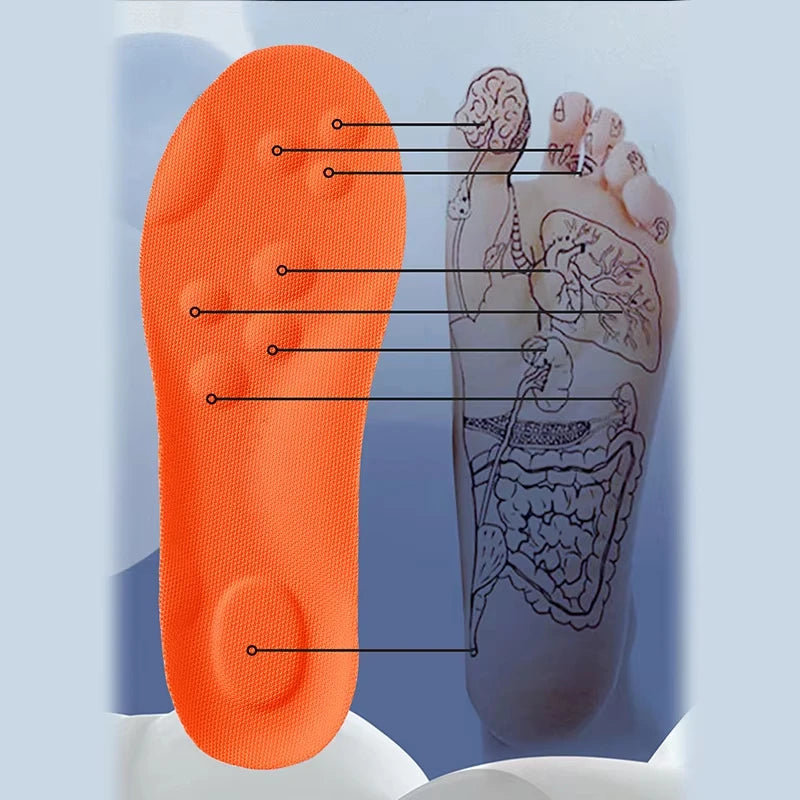 Par de Palmilhas Esportivas de Látex Macias de Alta Elasticidade, Almofadas Ortopédicas Respiráveis com Amortecimento e Suporte de Arco
