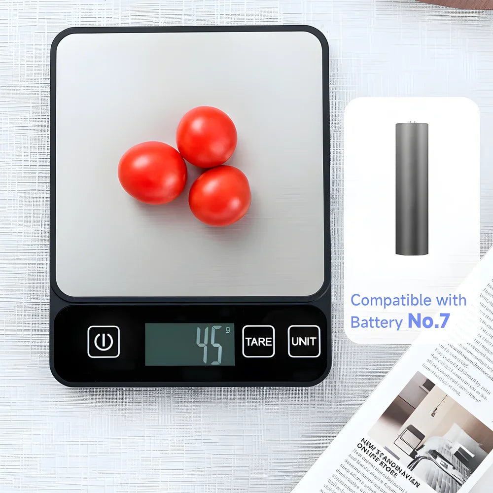 Balança Digital de Cozinha 10kg com Tela LCD, Balança Eletrônica de Alta Precisão para Alimentos, Confeitaria e Dieta Saudável