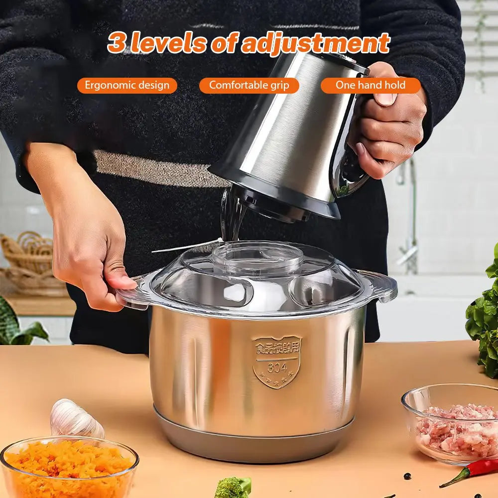 Moedor de Carne Elétrico 5L em Aço Inoxidável