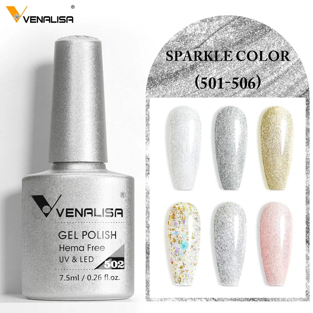 Verniz de Gel com Glitter Venalisa Livre de HEMA e TPO – Cobertura Total Deslumbrante, Soak Off, Gel UV/LED para Unhas de Gel Francesas, Coleção Nude Rosa Jelly