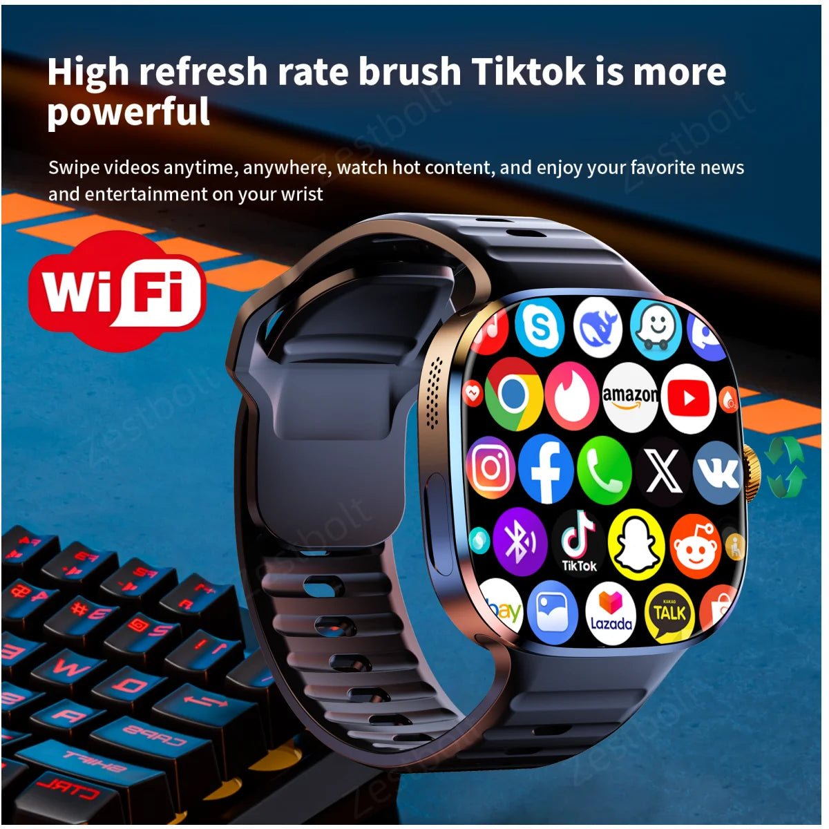 Original M99 Smartwatch Inserção de tela Amoled de 2,4 polegadas 4G/5G Cartão Sim GPS WIFI 190 ° Jogo de câmera rotativa Android 10.0 Smart Watch