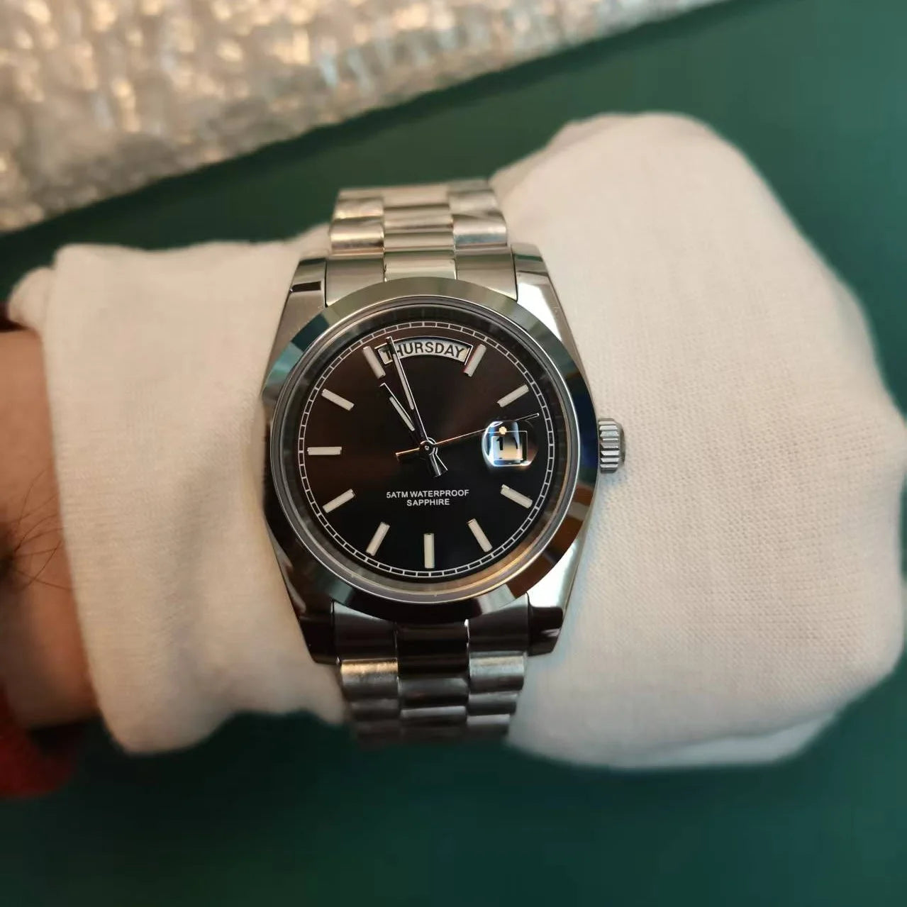 Small Size Men`s Watch Sapphire Glass Stainless Steel Swimming 50M Waterproof business Beat Quartz movement DD36MM Wristwatch