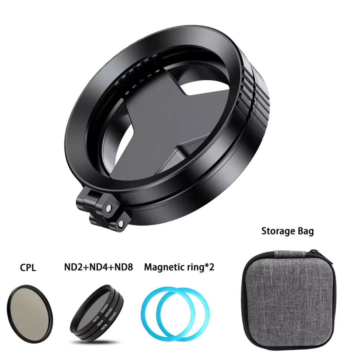 Filtro Polarizador CPL Magnético de 52mm para Lente de Celular iPhone/Samsung e Outros Smartphones com Adaptador Magnético Retrátil