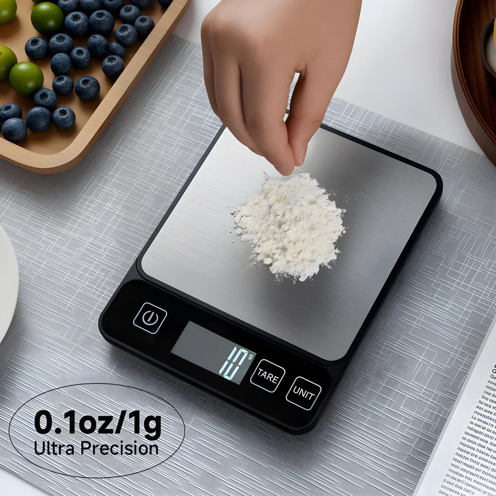 Balança Digital de Cozinha 10kg com Tela LCD, Balança Eletrônica de Alta Precisão para Alimentos, Confeitaria e Dieta Saudável