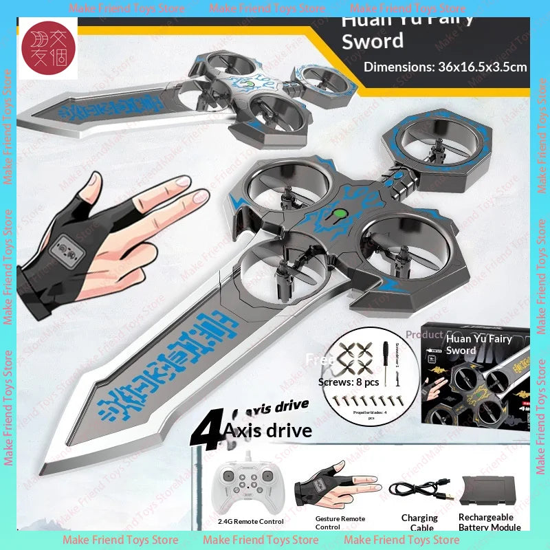 Drone de espada voadora Rc de 73cm 36cm com controle de gestos conduziu luzes 360 ° Stunt Flip Controle Remoto Planador Brinquedo Adulto Ao Ar Livre Menino Presente