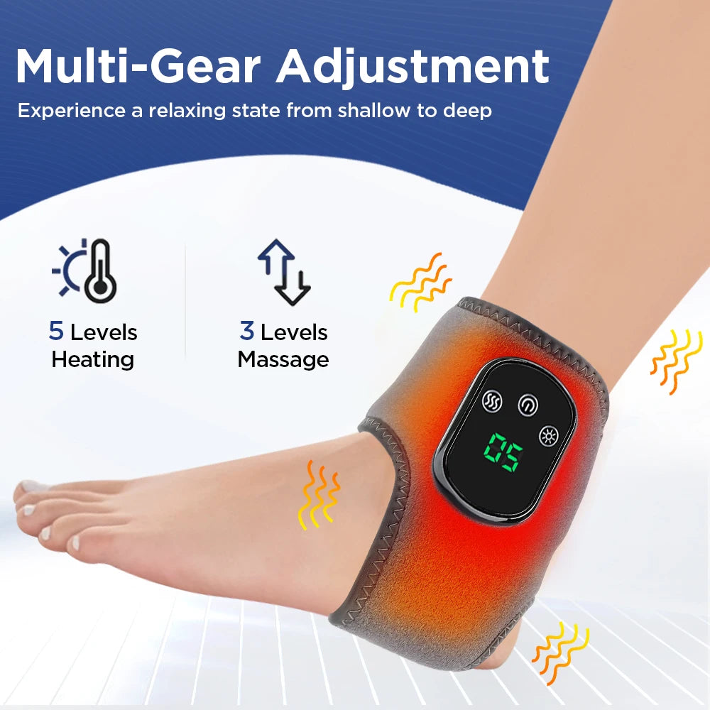 Massageador elétrico de calor para pés, compressa quente, massageador de vibração, material respirável, proteção para articulação do pé e do tornozelo, compressa quente