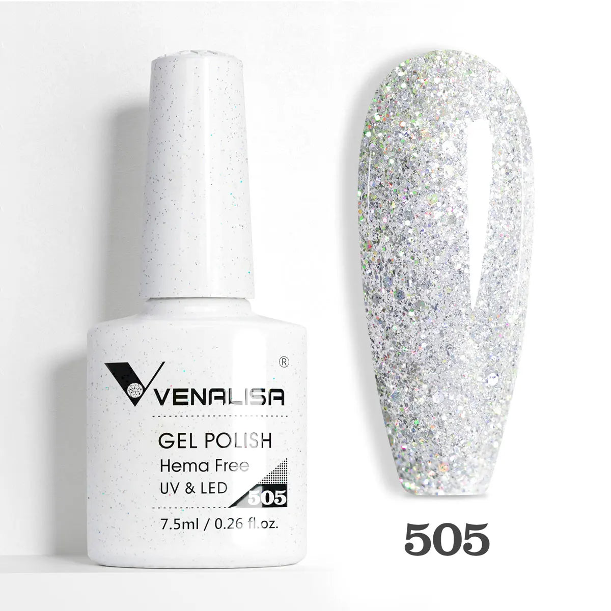 Verniz de Gel com Glitter Venalisa Livre de HEMA e TPO – Cobertura Total Deslumbrante, Soak Off, Gel UV/LED para Unhas de Gel Francesas, Coleção Nude Rosa Jelly