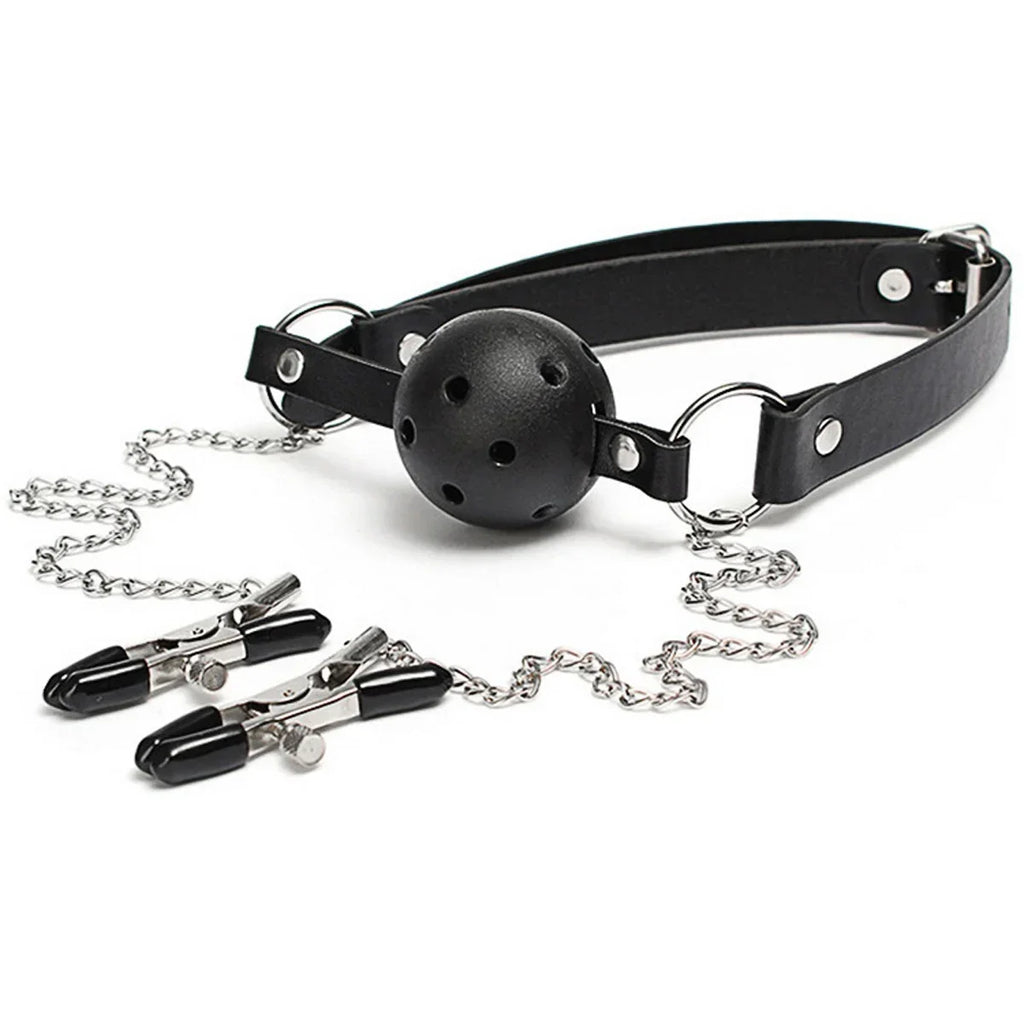Kit de restrições de pescoço para pulso com grampos de mamilo mordaça brinquedos sexuais para mulheres algemas traseiras ajustáveis colar bondage sm brinquedos de jogo sexual