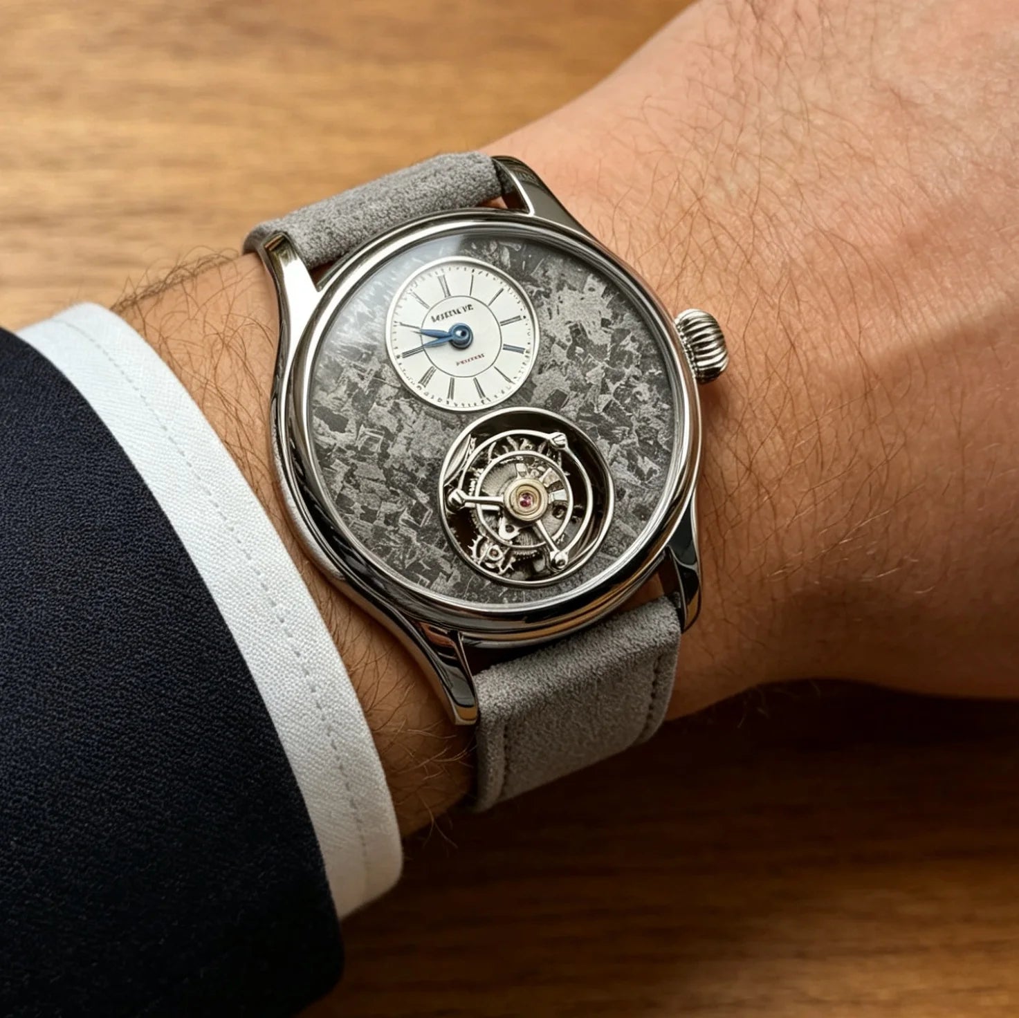 Relógio Merkur 100% Tourbillon masculino com safira, relógio de pulso mecânico de luxo à prova d'água, 42mm